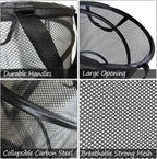 BATTOO 2 Pack Large Collapsible Laundry Basket Foldable Mesh Pop Up Hamper with Handles for Laundry Room, Bathroom, Kids Room, College Dorm, Travel, Storage Organizer Black