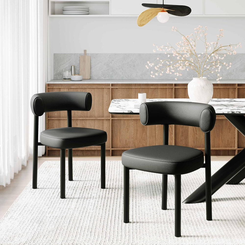 Dining Chairs Set of 4, Mid-Century Dining Room Chair, Carbon Steel Legs, Uph...