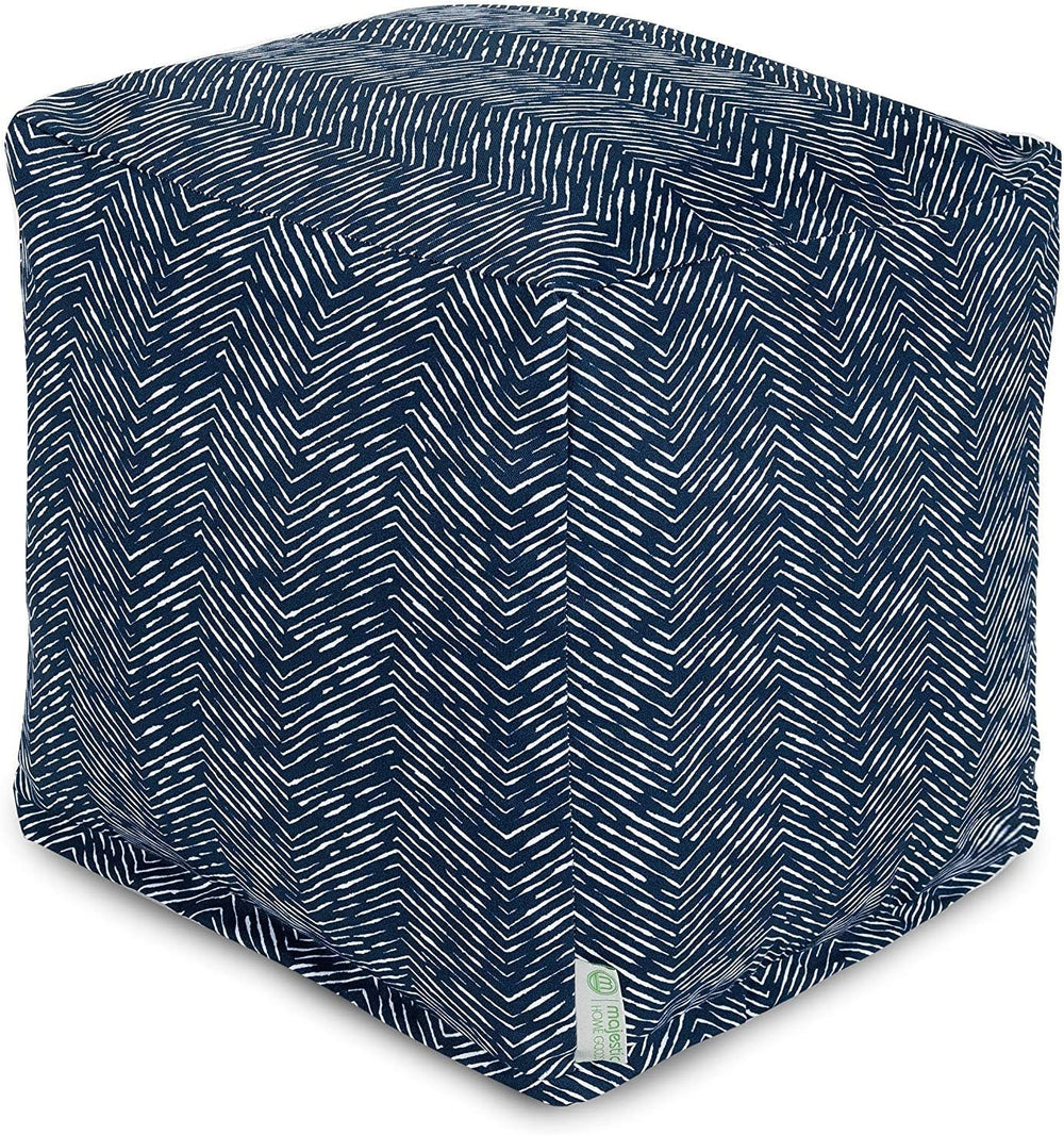 Majestic Home Goods South West Navy Cube Ottoman Pouf Foot-Rest Seat – Indoor...
