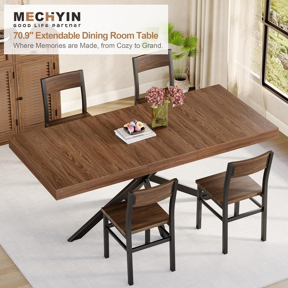 MECHYIN Extendable Dining Room Table for 4 6 8, 55"-70.9" Large Rec...