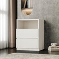 White Modern Entertainment Center Set - Freestanding Storage Drawers Cabinet Floor Nightstands with 2 Drawers for Living Room and Bedroom (C-19'' Nightstand)