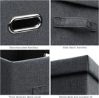 Medium 15" 21 Quart Collapsible Stackable Storage Bins with Lids, 5 Packs Dark Gray Foldable Fabric Closet Storage Boxes with Lids, Lidded Heavy-duty Linen Baskets(15x11x8)