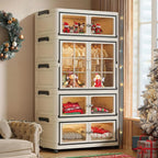 SunSettler Storage Cabinets with Lids, Stackable Storage with Wheels, Collapsible Storage with Doors, Home Office Dorm Organizer Essential