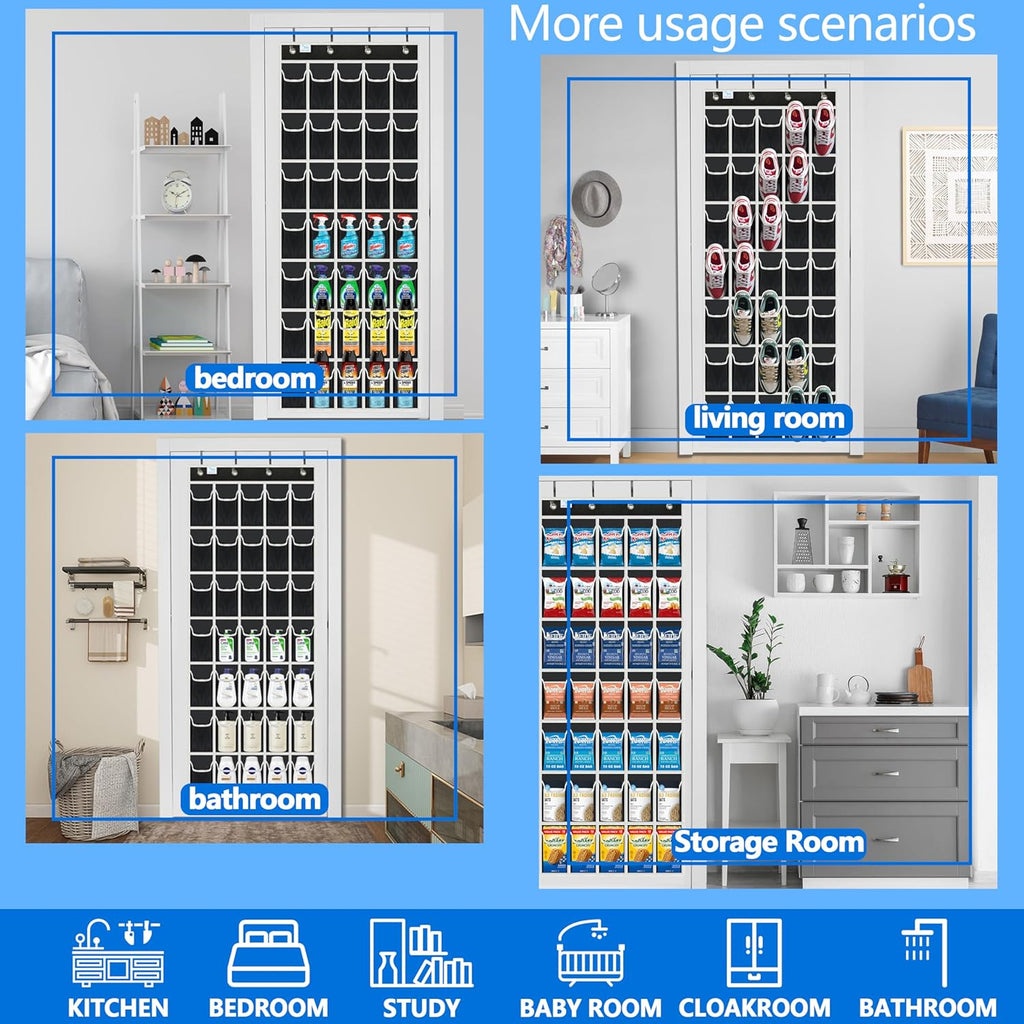 over the door shoe organizer,2025 upgraded,shoe organizer,35 Huge pockets,over door shoe organizer,Store size 13 shoes,shoe organizer,Strong material,hooks Suitable for various doors,black/white