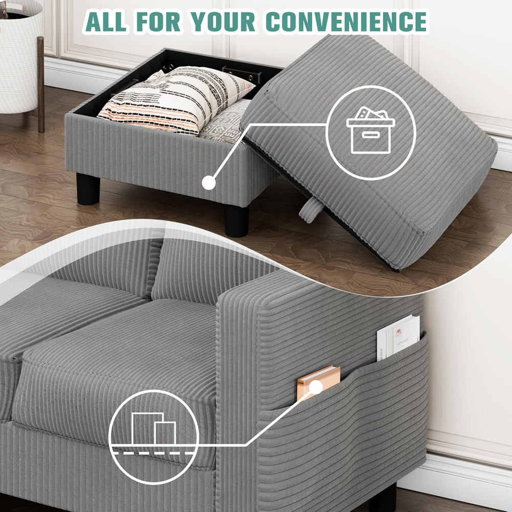 SUNLEI Convertible Sectional Sofa for Small Spaces, L Shaped Modular Sofa wit...