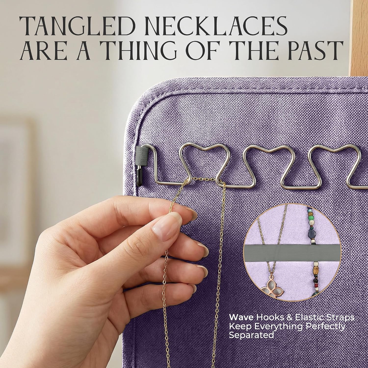 Hanging Jewelry Organizer Storage with Hanger Metal Hooks Double-Sided Jewelry Holder- Wall Mount Holder for Earrings, Necklaces, Rings on Closet, Wall, Door, 1 piece, Large, Pink
