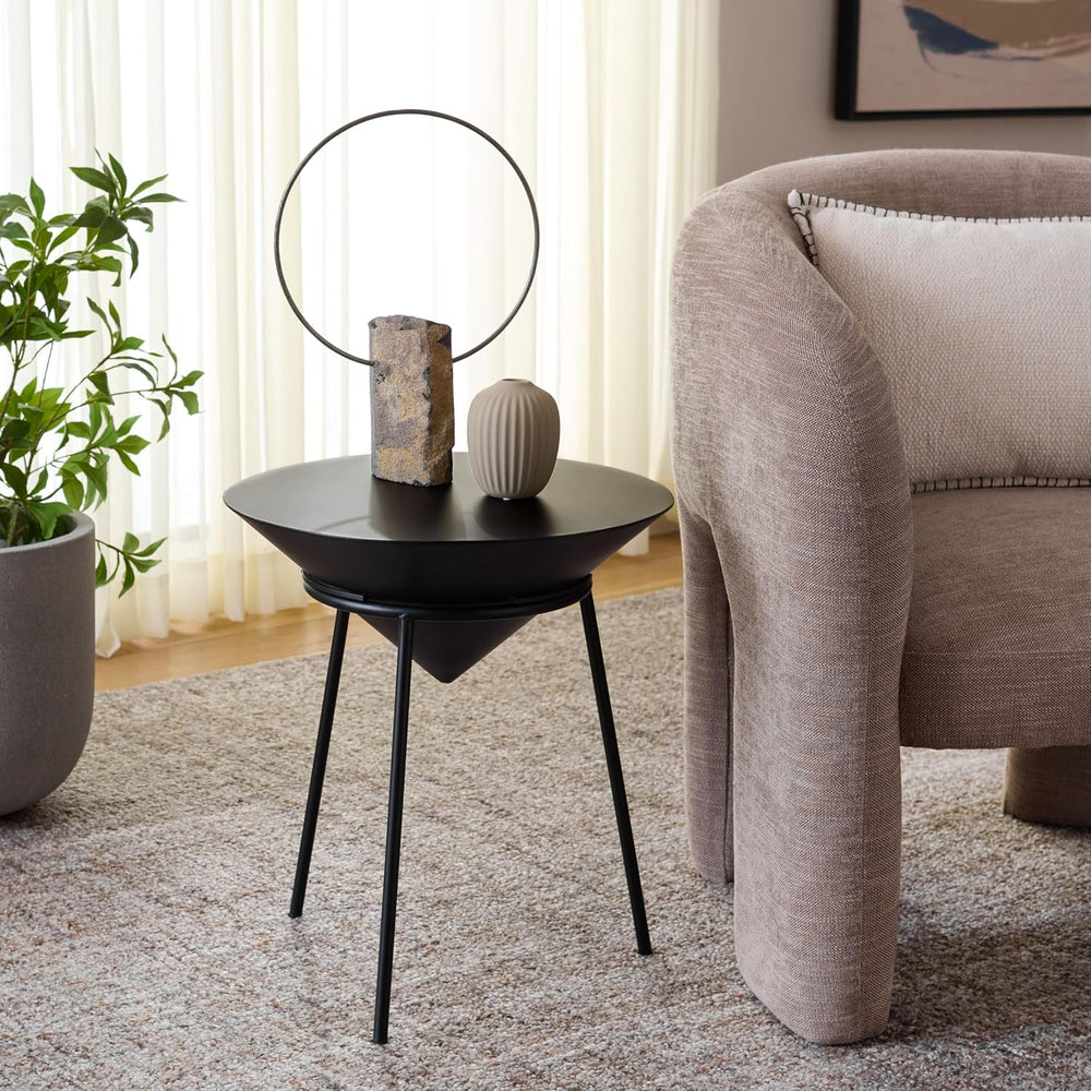 SAFAVIEH Home Collection - Apuline Modern Black Side Table with Tripod Legs (...