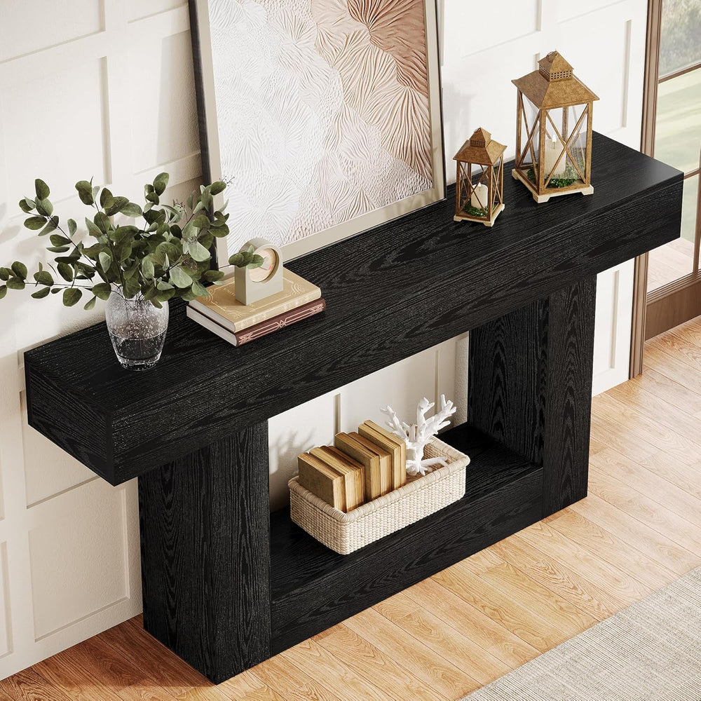 Tribesigns 63-Inch Long Console Table, 2-Tier Entryway Table Sofa Table with ...