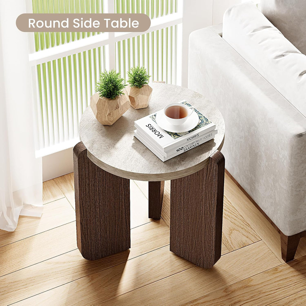 SUNBURY Side Table, Small Round End Table with 3 Legs, Nightstand for Small S...