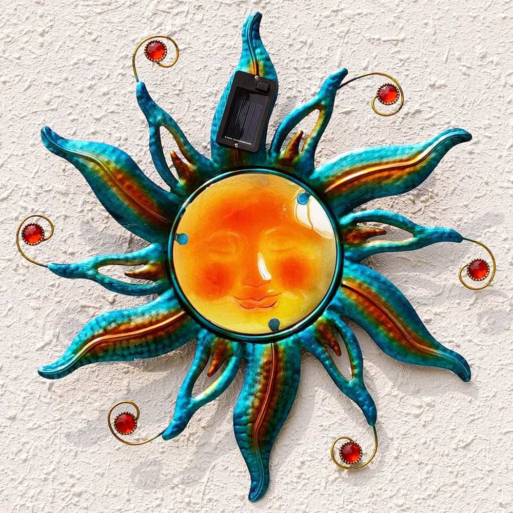 18 "Solar Metal Sun Face Wall Hanging Fence Garden Outdoor Art