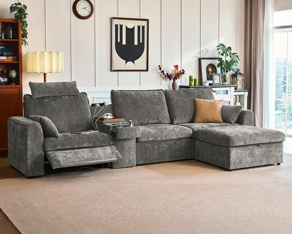 138.6'' Oversized Power Recliner Sofa with Headrest, Modular Cloud Se...
