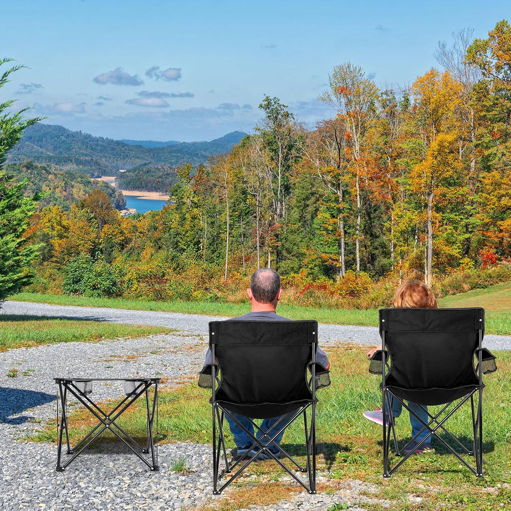 Leonyo 2 Pack Camping Chairs for Adults, Lawn Chairs with Table, Heavy Duty F...