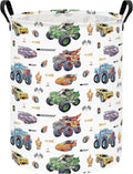 Monster Truck Laundry Hamper Storage Basket | Foldable with Waterproof PE Coating Organizer Bin for Kids Boys and Girls,Office,Bedroom,Clothes