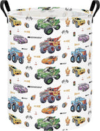 Monster Truck Laundry Hamper Storage Basket | Foldable with Waterproof PE Coating Organizer Bin for Kids Boys and Girls,Office,Bedroom,Clothes