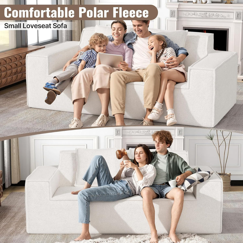 77'' Modern Small Cloud Loveseat Sofa, Love Seat Couch, Beige | Luxan...