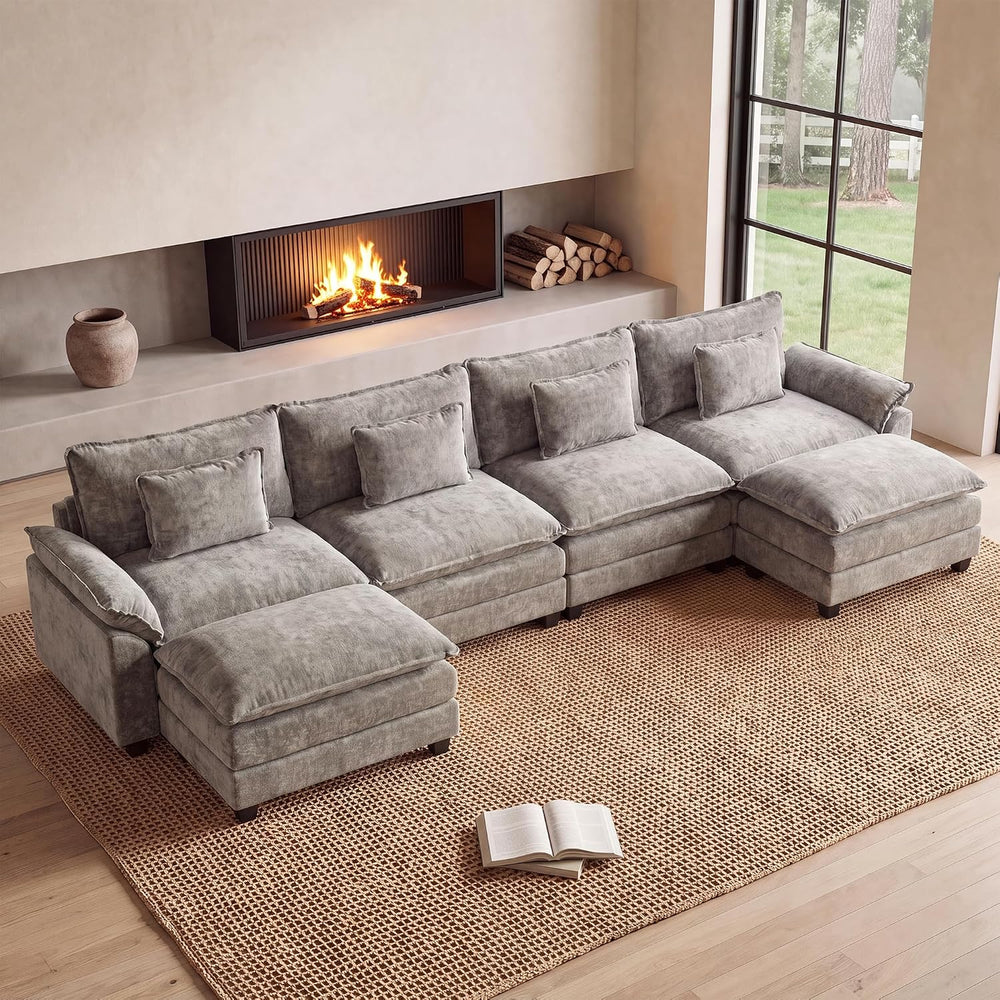 Oprisen 154" Modular Sectional Sofa, Comfy Deep Cloud Couch with Ottoman...