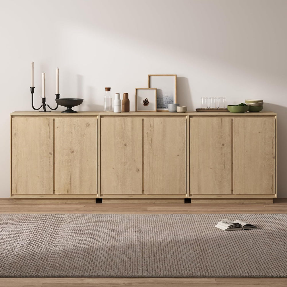 3pcs Sideboard Cabinet Buffet Cabinet with Storage with Adjustable Shelves an...