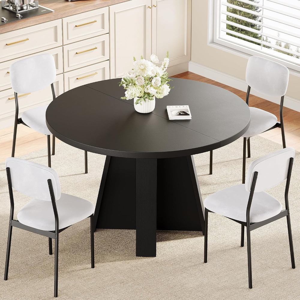Einhomn 5-Piece Round Dining Table Set for 4, 47" Modern Kitchen Table a...