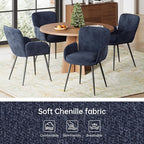 VKNOW Modern Dining Chairs Set of 6, Upholstered Dining Room Chair with Armrest, Kitchen Chairs with Curved Ergonomics Backrest for Living Room, Dining Room, Kitchen, Navy Blue