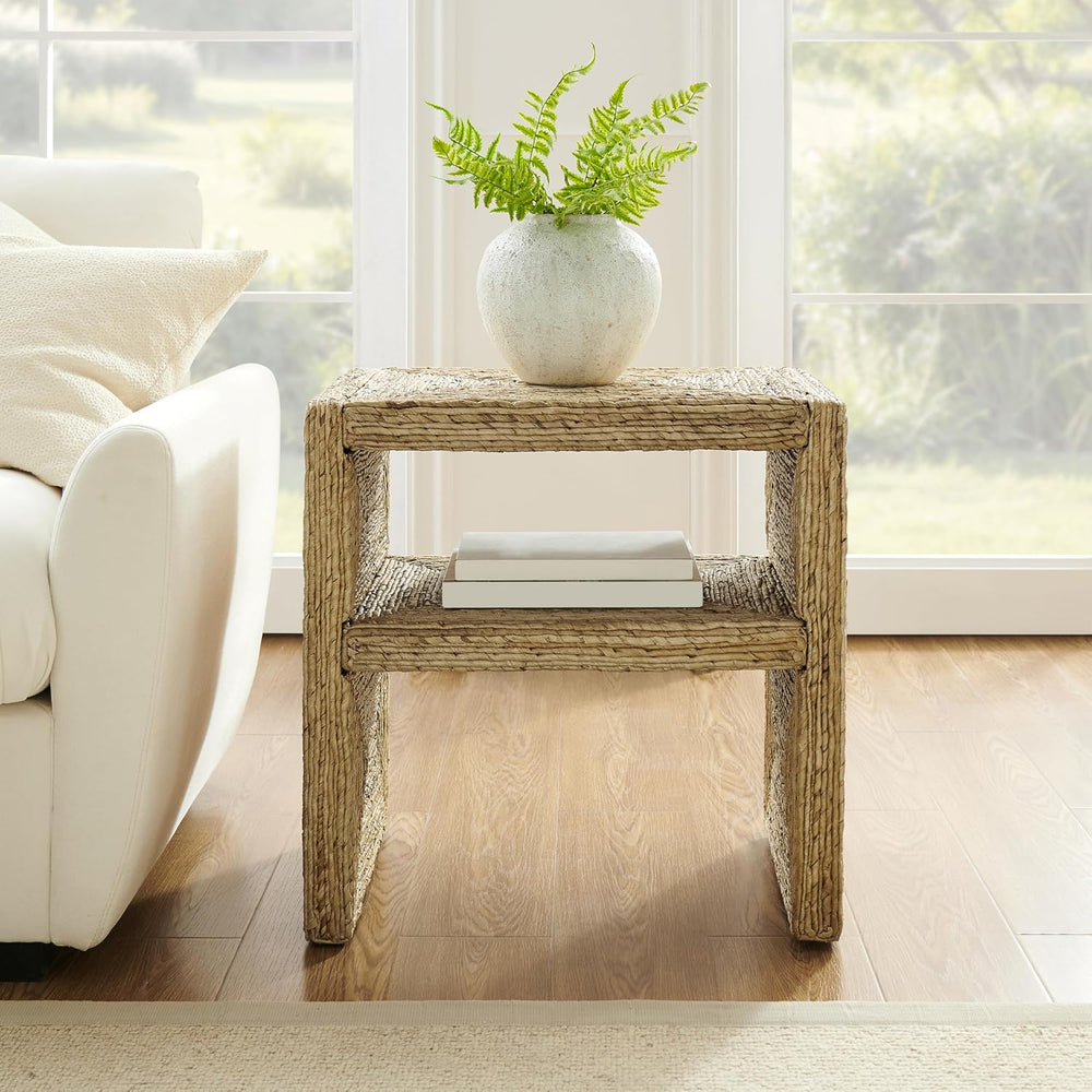 Crosley Furniture Marella Handwoven Banana Leaf End Table, Rattan Side Tables...