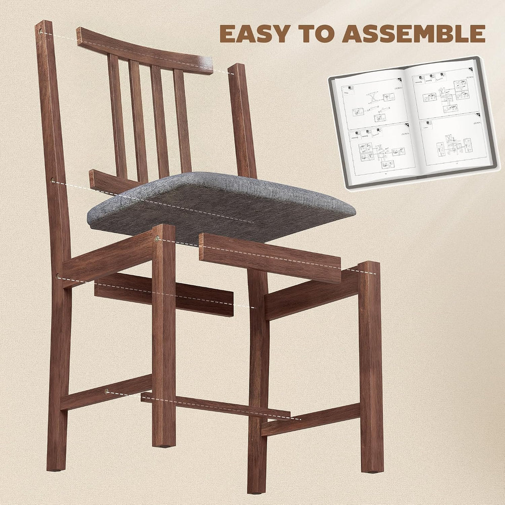 HOMCOM Wooden Dining Chairs Set of 4 with Slat Backrest, Farmhouse, Walnut