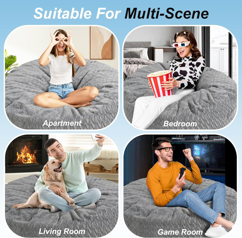 Homguava Bean Bag Chair: 4' Bean Bags with Memory Foam Filled, Large Bean...