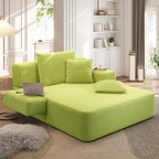 48.5" Boneless Chaise Lounge Chair Sofa Bed Indoor with Zip-Down Convertible Armrests & Backrest, Oversized Cloud Upholstered Compression Sleeper Couch Reading Chairs w/Side Pockets
