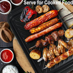 KAQAHIDO Grilling Deep Prep and Serve Trays, BBQ Platter for Raw Meat Marinating and Finished Cooked Food, Melamine Serving Tray, Set of 2, Cleaning Pack Included