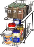 SimpleHouseware 2 Tier Cabinet Wire Basket Drawer Organizer, Brown