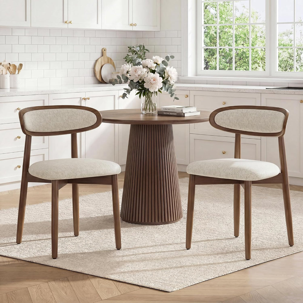 Wooden Dining Chairs set of 2, Farmhouse Dinner Chairs with Curved Back