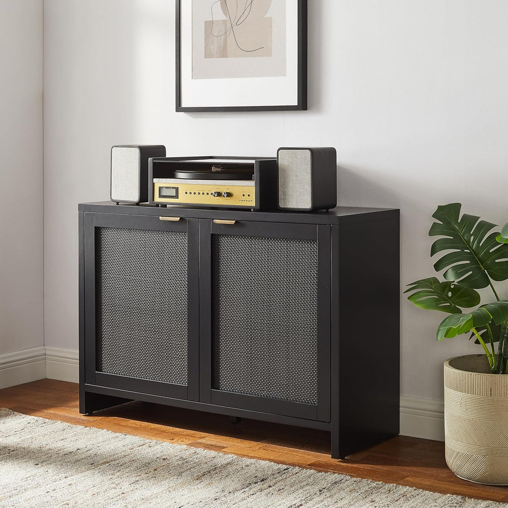 Crosley Furniture Kenji Media Console, Record Player Stand with Vinyl Storage...