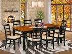 East West Furniture QUPF9-BCH-C 9 Piece Dining Table Set Includes a Rectangle Dinner Table with Butterfly Leaf and 8 Linen Fabric Dining Room Chairs, 40x78 Inch, Black & Cherry