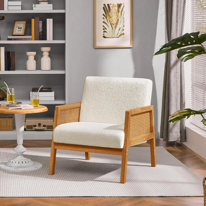 Yaheetech Rattan Accent Chairs Set of 2, Boho Vintage Armchairs, Ivory