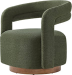 KISLOT, Swivel Accent Chair, Modern Arm Chair with Wooden Base, Green | Upholstered Barrel Chair with Open Back Design, Living Room Bedroom Reading Waitingroom