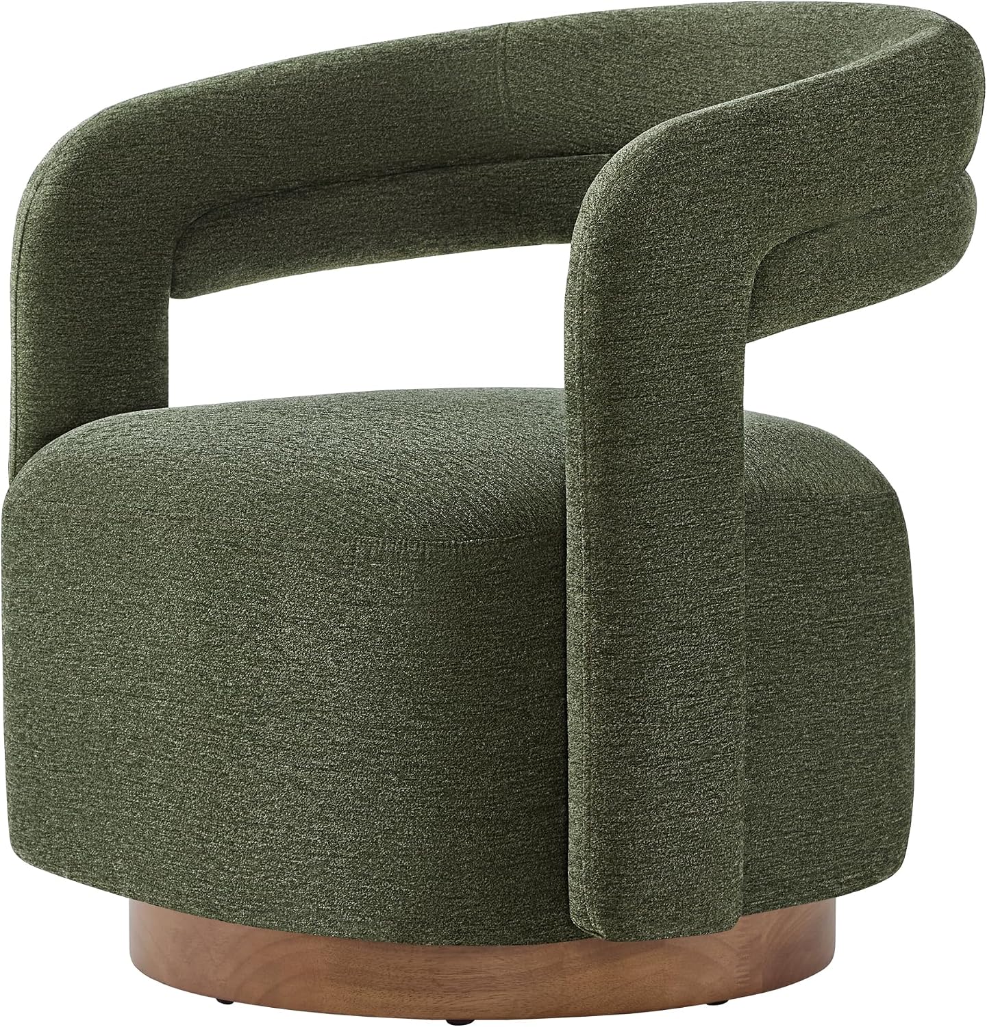 KISLOT, Swivel Accent Chair, Modern Arm Chair with Wooden Base, Green | Upholstered Barrel Chair with Open Back Design, Living Room Bedroom Reading Waitingroom