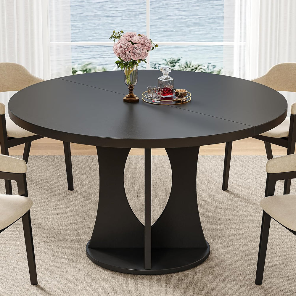 iPormis 47 Inch Round Dining Table for 4-6 People, Wooden Dining Room Table w...