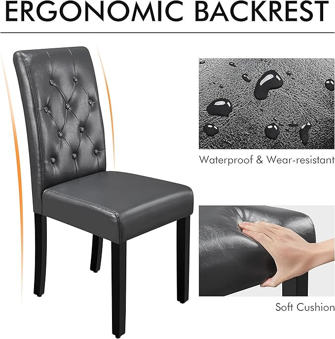 Yaheetech Upholstered Dining Chairs Set of 4 Modern Leather Parsons Kitchen C...
