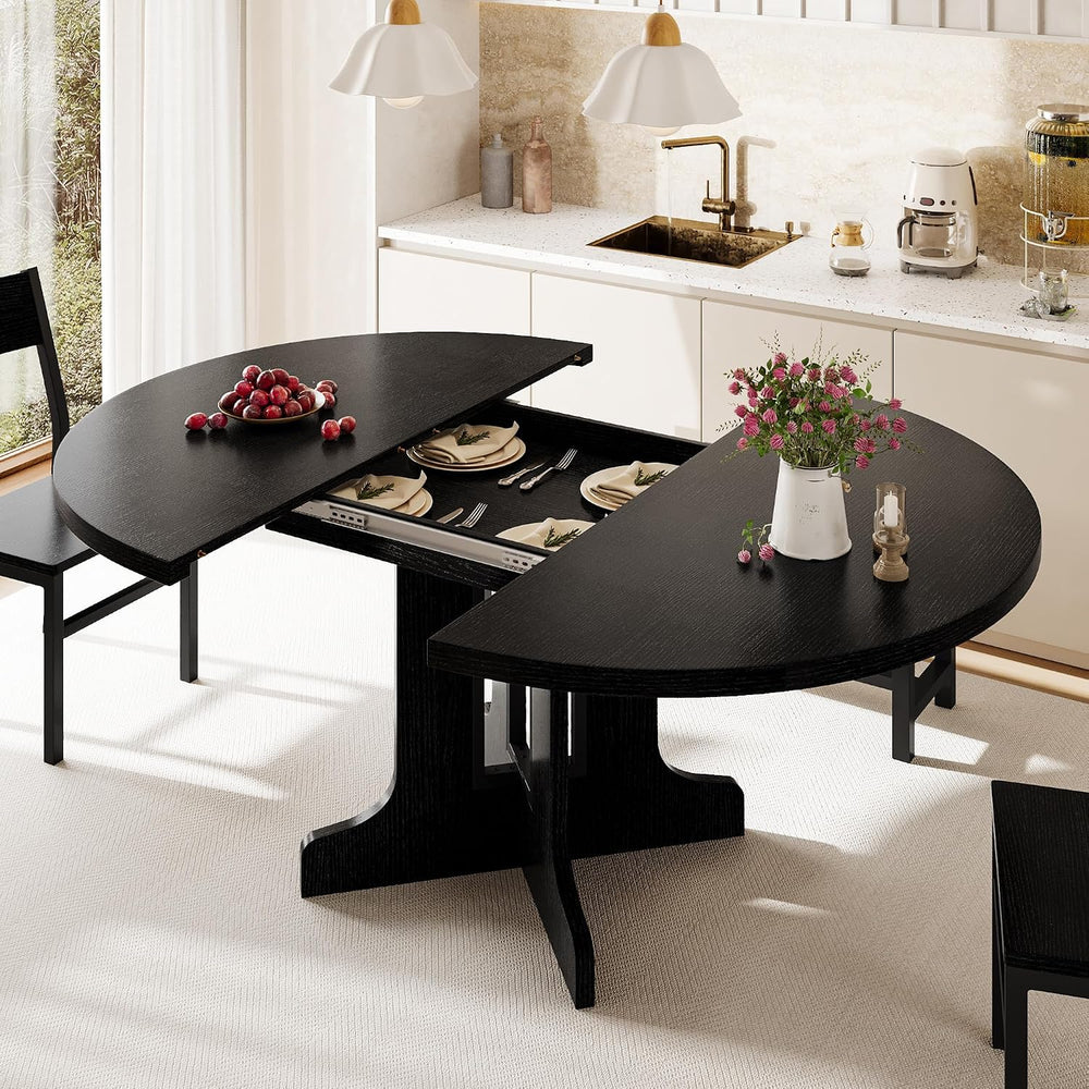 iPormis 5-Piece Round Dining Table Set for 4-6, 59" Extendable Dining Ro...
