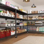 REIBII 60''W Storage Shelves 2399LBS Metal Shelving Unit with Wheels & Feet, 4 Tier Garage Shelving Heavy Duty Adjustable Wire Shelf for Pantry Kitchen Garage, 60" W x 18" D x 65.5" H, 2 Pack