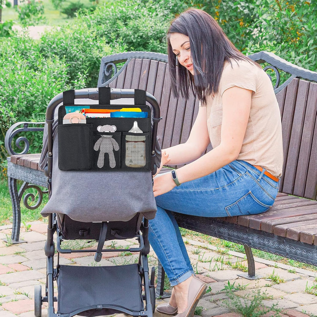 Bedside Caddy Organizer - Bed Organizer Caddy for Remotes Control Phone Glasses Magazines Tablets Accessories - Wheelchair Bag for Hospital Home Office Dorm Room (4 pocket)