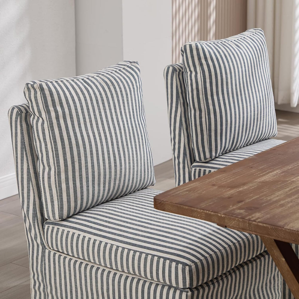 Slipcovered Dining Chairs Set of 2, Farmhouse Upholstered Dining Chair with S...