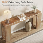 Tribesigns 70.9-Inch Extra Long Console Table, Farmhouse Wood Sofa Table Behind Couch, Narrow Entryway Accent Table for Living Room, Hallway, Entrance, Foyer, Light Oak Brown