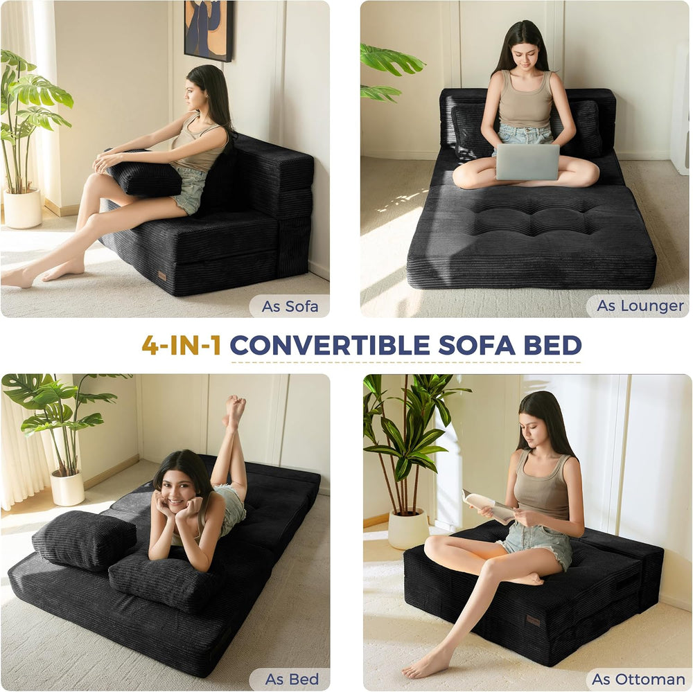 MAXYOYO Convertible Sofa Bed, Fold Out Sofa Couch with Pillow for Adults | Lo...