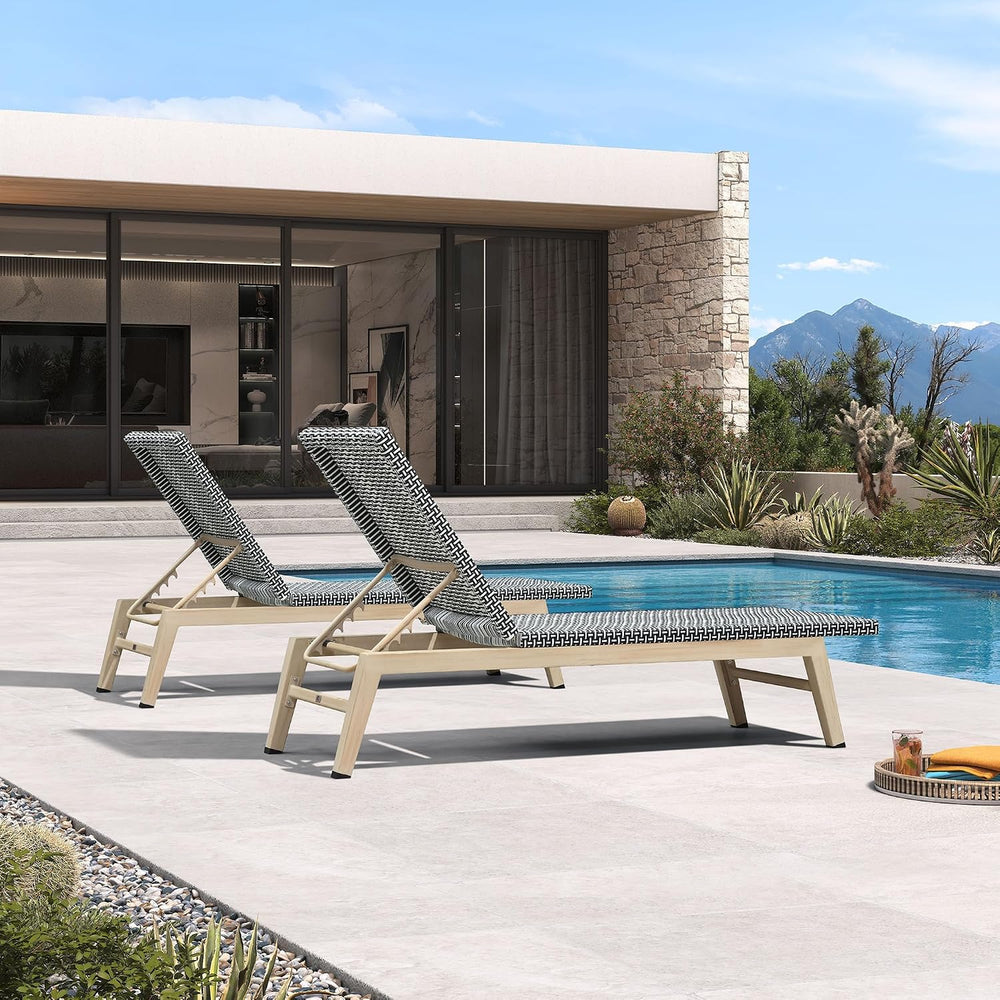 PURPLE LEAF Oversize Outdoor Chaise Lounge Set of 2 Champagne Frame, Black | ...