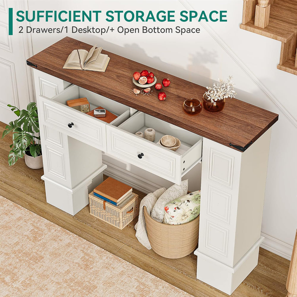 YITAHOME Farmhouse Console Table for Entryway with Storage, Narrow Long Sofa ...