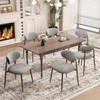 Dining Chairs Set of 6, Curved Back Kitchen Room Chairs with Metal Legs and Anti Slip Pads, Upholstered Dining Chair for Home and Restaurant, Light Grey