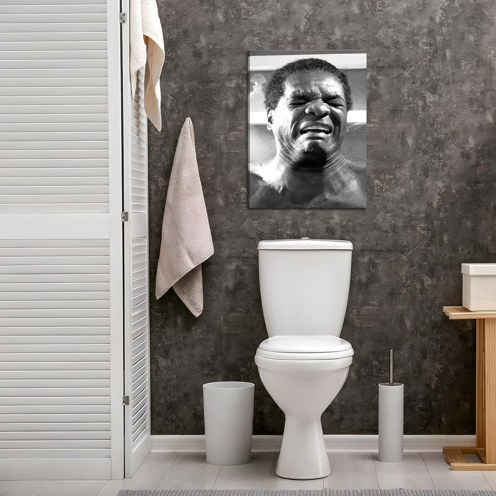 Framed Funny Bathroom Canvas Wall Art Set of 2 - Black and White Vintage Come...