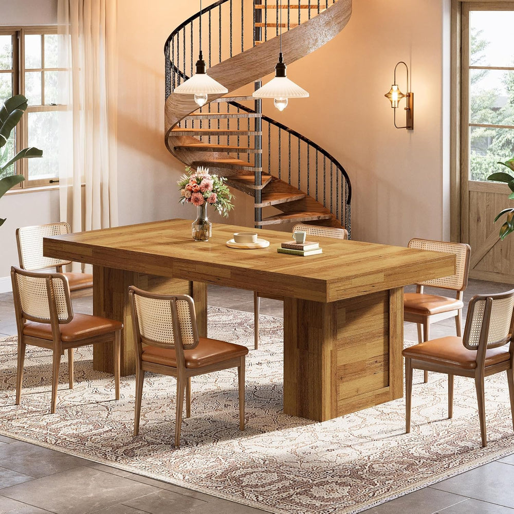 Tribesigns 63'' Farmhouse Dining Table for 6, Rectangle Wooden Kitche...