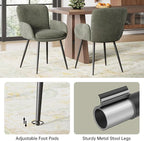 VKNOW Modern Dining Chairs Set of 6, Upholstered Dining Room Chair with Armrest, Kitchen Chairs with Curved Ergonomics Backrest for Living Room, Dining Room, Kitchen, Green