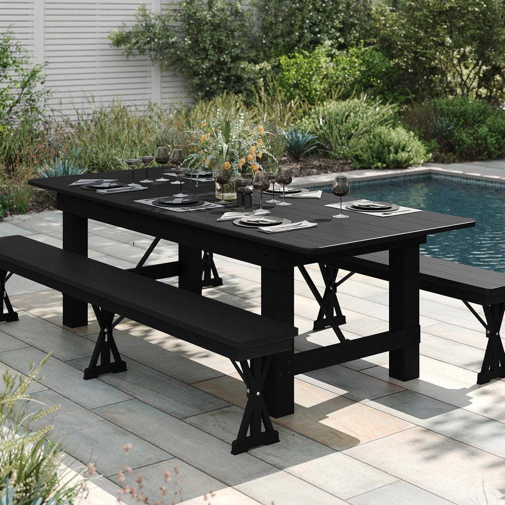Flash Furniture Hercules Commercial Rectangular Farmhouse Folding Table, Anti...